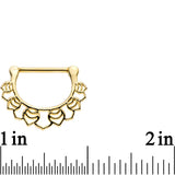 14G 9/16 Gold Plated Lattice Style Leaves Nipple Clicker Set