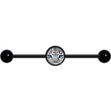 14G Black White Leopard Eyes Black Industrial Barbell 37mm