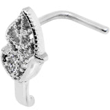 18G Clear CZ Leaf Faux Hoop L Shaped Nose Ring