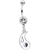 Clear Gem Best Friend Yin and Yang Dangle Belly Ring Set of 2
