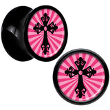 Black Acrylic Pink Black Radiant Cross Saddle Plug Set 0G