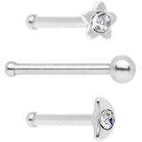 Clear CZ Gem Night Sky Nose Bone 3 Pack Set