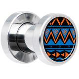Blue Orange Tribal Print Steel Screw Fit Plug Set 4G