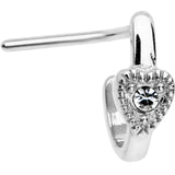 20G Clear Gem Steel Heart Faux Hoop L Shaped Nose Ring