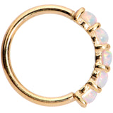 18G White Synthetic Opal 14k Yellow Gold Seamless Circular Ring