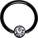 14G 1/2 Clear Gem 5mm Disc Black IP BCR Captive Ring