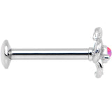 5/16 Pink Faux Opal Internally Threaded Hollow Flower Labret Monroe