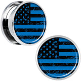 Blue American Flag Steel Screw Fit Plug Set 18mm