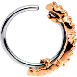 18G Clear CZ Gem Rose Gold Tone Feather Seamless Circular Ring