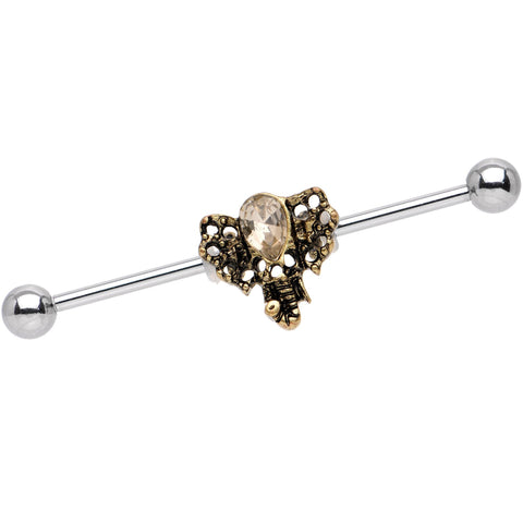14G Clear Gem Elegant Elephant Industrial Barbell 38mm
