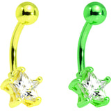 Clear Cubic Zirconia Gem Multicolor Star Belly Ring Set of 5