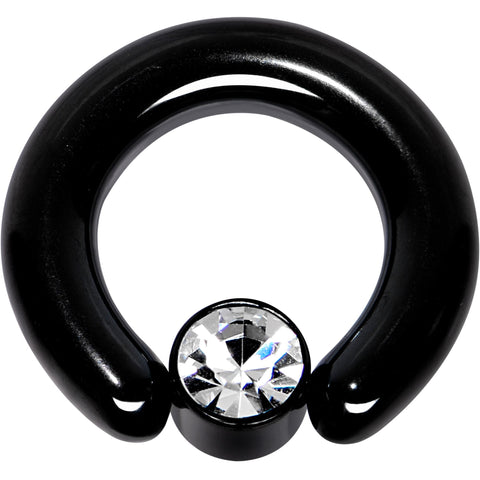 4G 9/16 Clear Gem 7mm Disc Black BCR Captive Ring