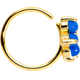 20G Clear CZ Blue Faux Opal Gold Tone Flower Circular Ring