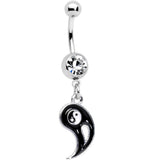 Clear Gem Best Friend Yin and Yang Dangle Belly Ring Set of 2