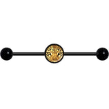 14G Full Color Leopard Eyes Black Industrial Barbell 37mm