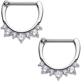 14G 1/2 Clear Gem Septet Nipple Clicker Set