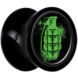 Black Acrylic Green Grenade Saddle Plug Set 0G