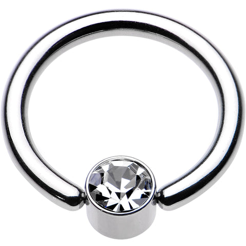 12G 1/2 Clear Gem 5mm Disc BCR Captive Ring