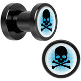 Blue Black Skull Black Anodized Screw Fit Plug Set 4G