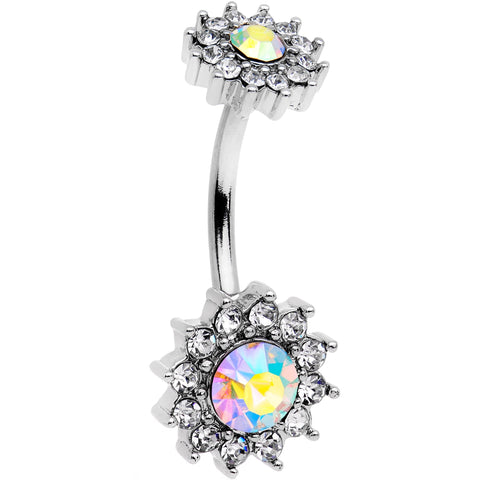 Aurora Gem Double Sunflower Belly Ring