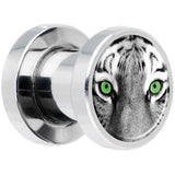 Black White Tiger Eyes Steel Screw Fit Plug Set 2G