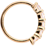 20G 1/4 Clear CZ Gem 14k Yellow Gold Seamless Circular Ring