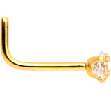 20G 1/4 Clear Square 2.5mm CZ Gem Gold IP L-Shape Nose Ring
