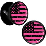 Black Acrylic Pink American Flag Saddle Plug Set 1/2