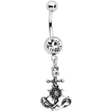 Clear Gem Best Friend Nautical Dangle Belly Ring Set of 2