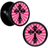 Black Acrylic Pink Black Radiant Cross Saddle Plug Set 00G