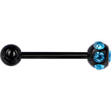 Aqua CZ Gem Black Titanium IP Barbell Tongue Ring