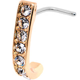 20G Clear CZ Sleek Rose Gold Tone Faux Hoop L Shaped Nose Ring