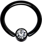 14G 3/8 Clear Gem 4mm Disc Black IP BCR Captive Ring