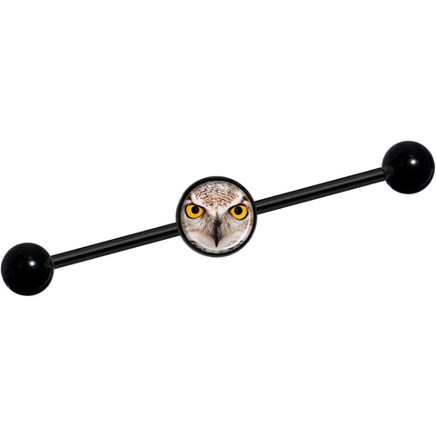 14G Full Color Owl Black Industrial Barbell 37mm