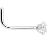20G 1/4 Clear Square 2.5mm CZ Gem Steel L-Shape Nose Ring