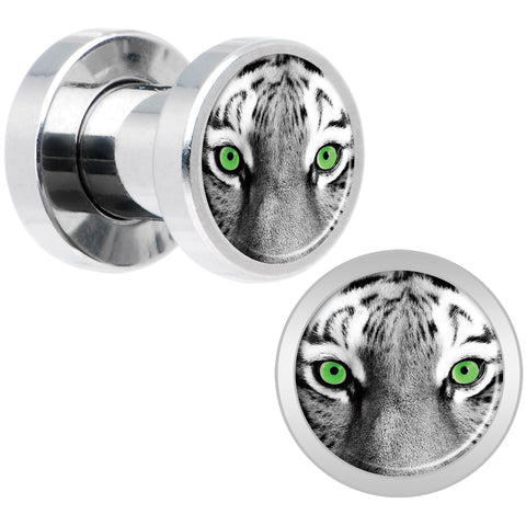 Black White Tiger Eyes Steel Screw Fit Plug Set 4G