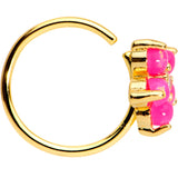 20G Clear CZ Pink Faux Opal Gold Tone Flower Circular Ring