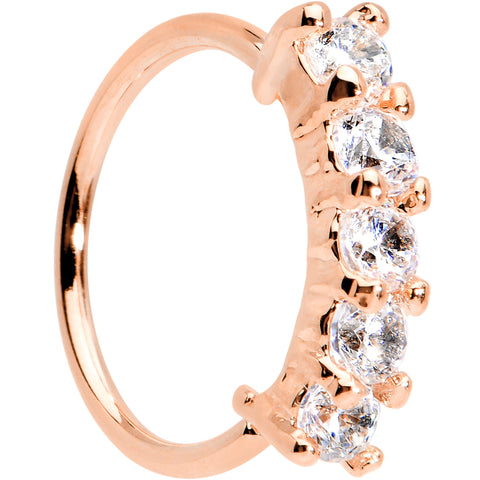 20G 5/16 Clear CZ Rose Gold IP Quintet Seamless Circular Ring