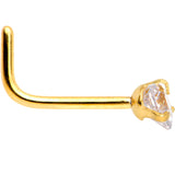 20G 1/4 Clear Heart 3mm CZ Gem Gold IP L-Shape Nose Ring
