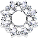 0G Clear Gem Flower Frame Screw Fit Tunnel Plug Set