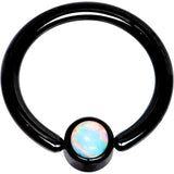 14G 3/8 White Faux Opal 4mm Disc Black BCR Captive Ring