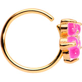 20G Clear CZ Pink Faux Opal Rose Gold Tone Flower Circular Ring