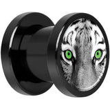 Black White Tiger Eyes Black Anodized Screw Fit Plug Set 0G