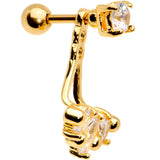 Clear CZ Gem Gold PVD Fashion Fan Dangle Cartilage Tragus Piercing