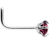 20G 1/4 Purple 3mm CZ Gem Steel L-Shape Nose Ring