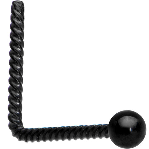2mm Ball End Black IP So Twisted L Shaped Nose Ring