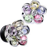 0G Pastel Rainbow Gem Petals Blooming Flower Plug Set of 2