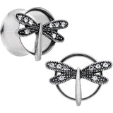 5/8 Clear Gem Steel Hi Sky Dragonfly Double Flare Tunnel Plug Set