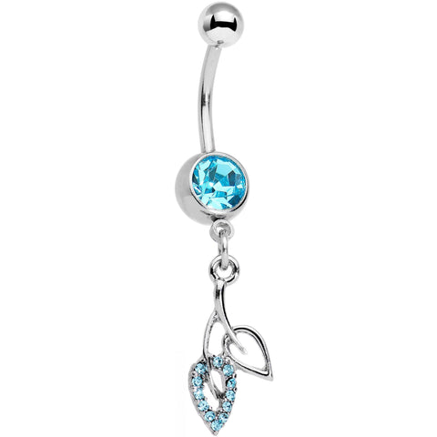 Aqua Gem Leaves of Fall Dangle Belly Ring