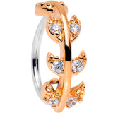 18G Clear CZ Gem Rose Gold Tone Leafy Seamless Circular Ring